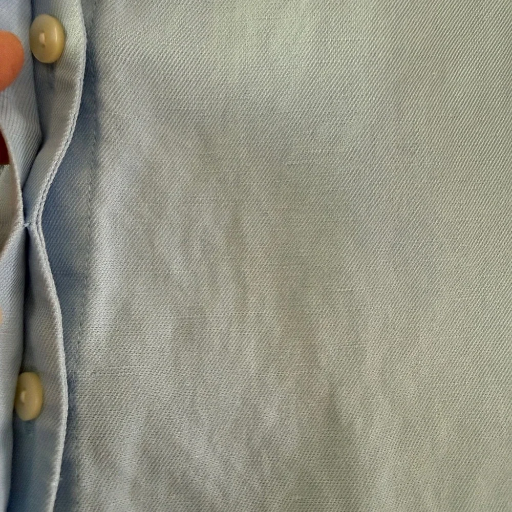 Calvin Klein Luxe Linen Cotton Blend Hidden Placket‎ Camp Shirt M Large Coastal